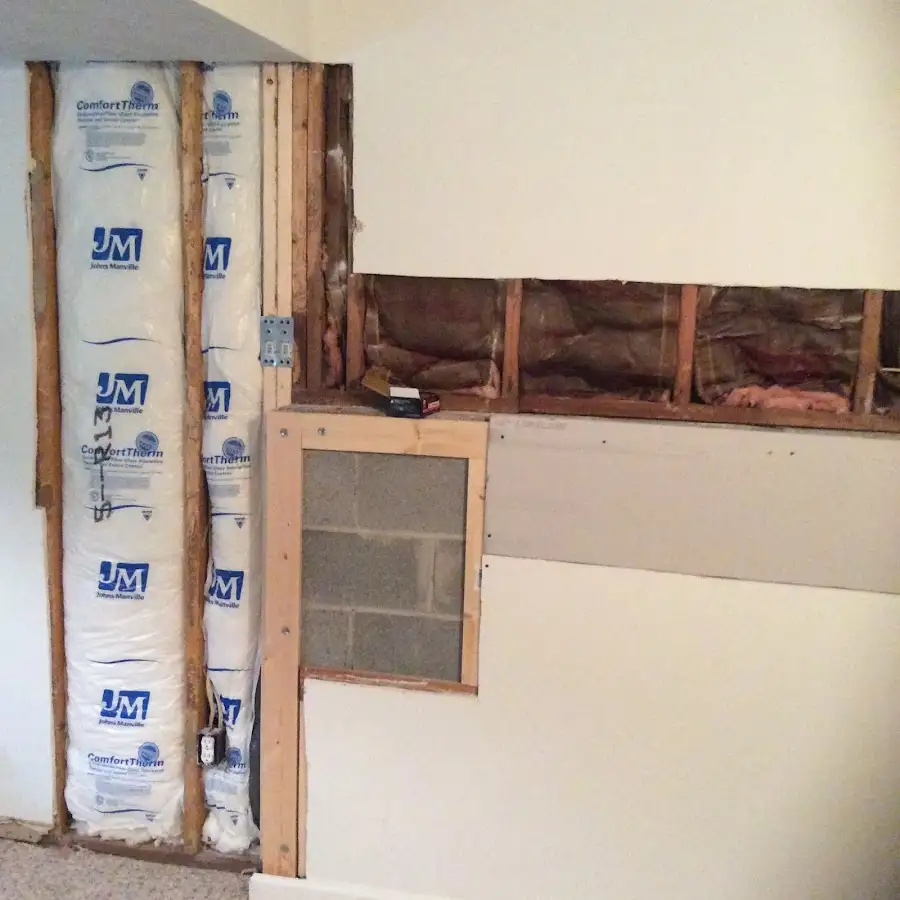 Wall insulation replacement during Basement Flood Cleanup in Port Washington